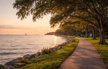 Old Mandeville lakefront sunset