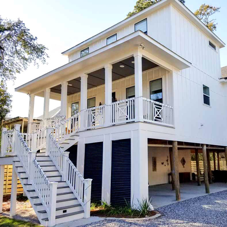 New stilted home construction by West Custom Homes near Lake Pontchartrain in Old Mandeville